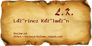 Lőrincz Kálmán névjegykártya